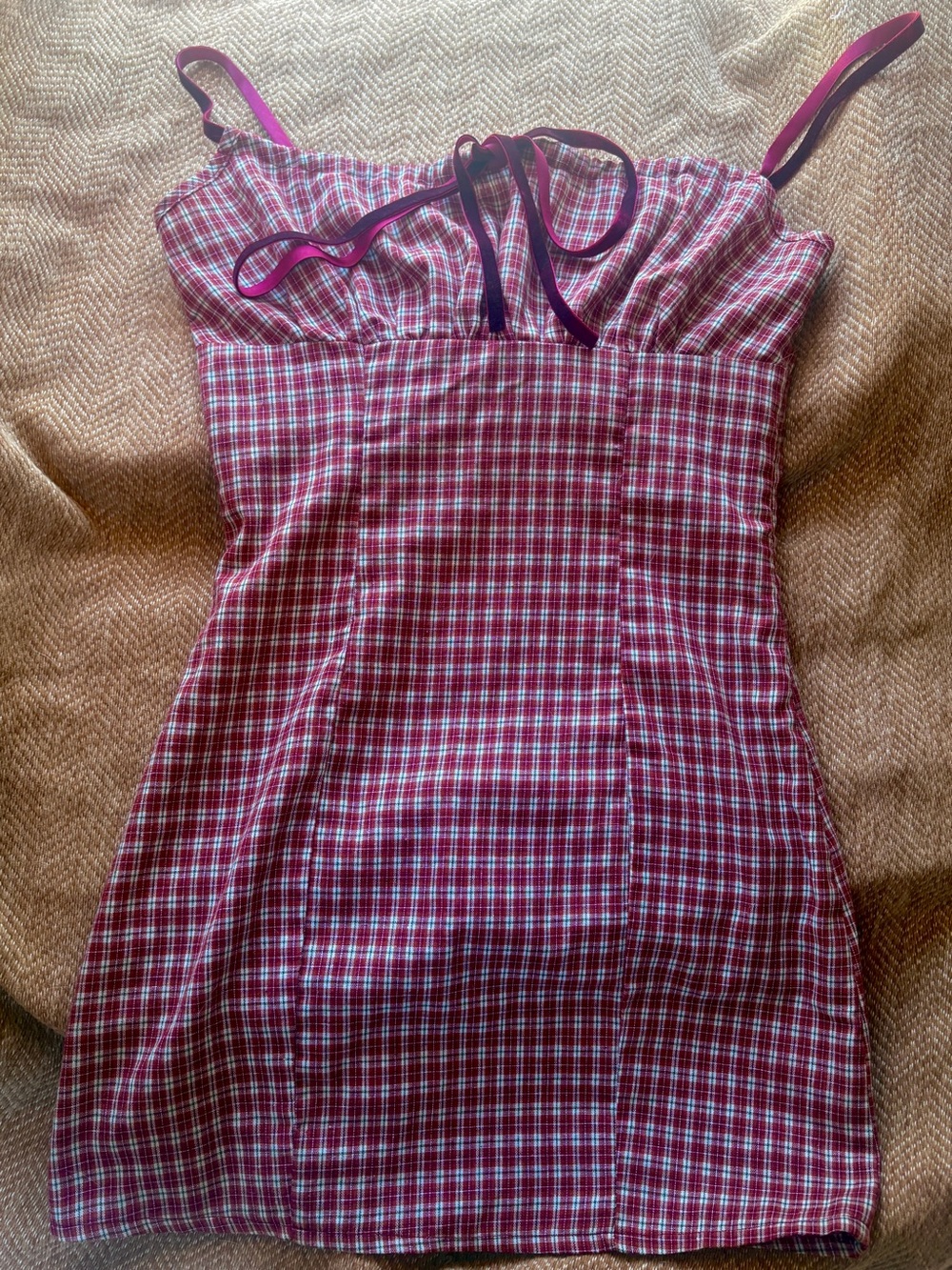 Handmade 100% Cotton Plaid Mini Dress